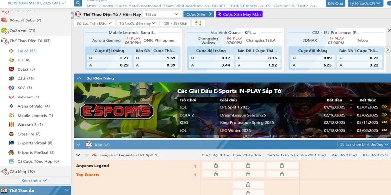 Trận đấu bóng đá trực tiếp